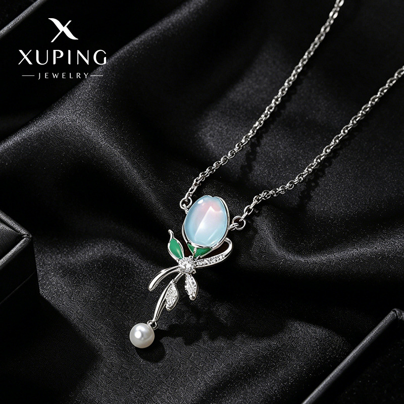 Xu Pingsen es suave y dulce viento moca piedra collar de tulipas temperamento popular fácil de poner diseño collar al por mayor image 1