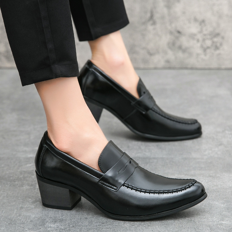 Comercio exterior transfronterizo nuevo estilo retro zapatos de hombre de tacón alto moda zapatos de cuero de negocios europeos y estadounidenses zapatos de cuero de moda image 4
