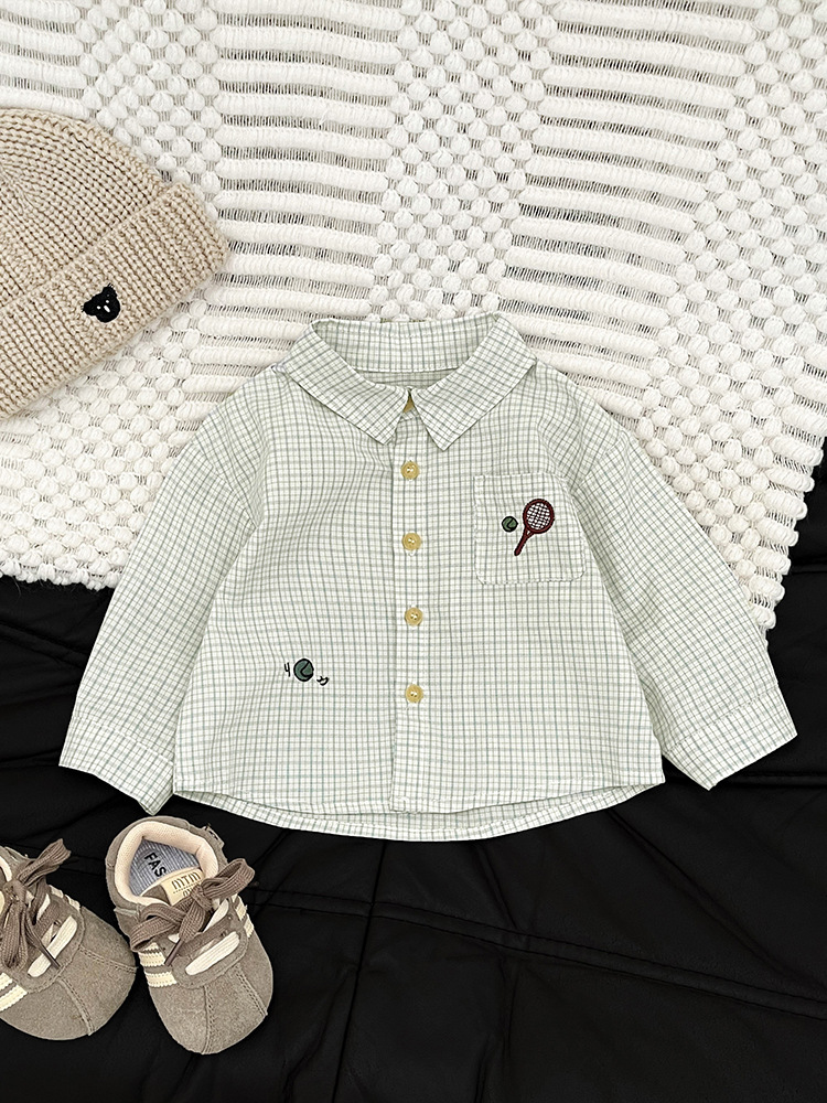 Camisas guapos de otoño para niños con rayas extranjeras de cuello de polo ropa casual primavera y otoño ropa universal para bebés
