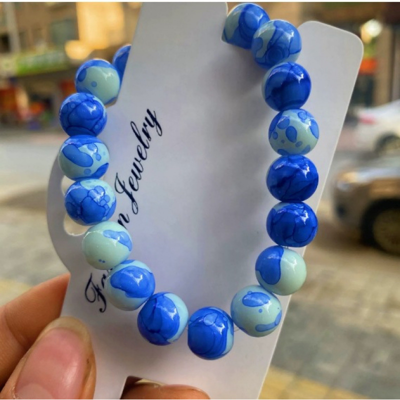 Puesto de mercado nocturno Pulseras de vidrio Suministro de modelos explosivos Pulsera de cerámica Jingdezhen Pulsera de porcelana azul y blanca Caja de regalo de bendición al por mayor