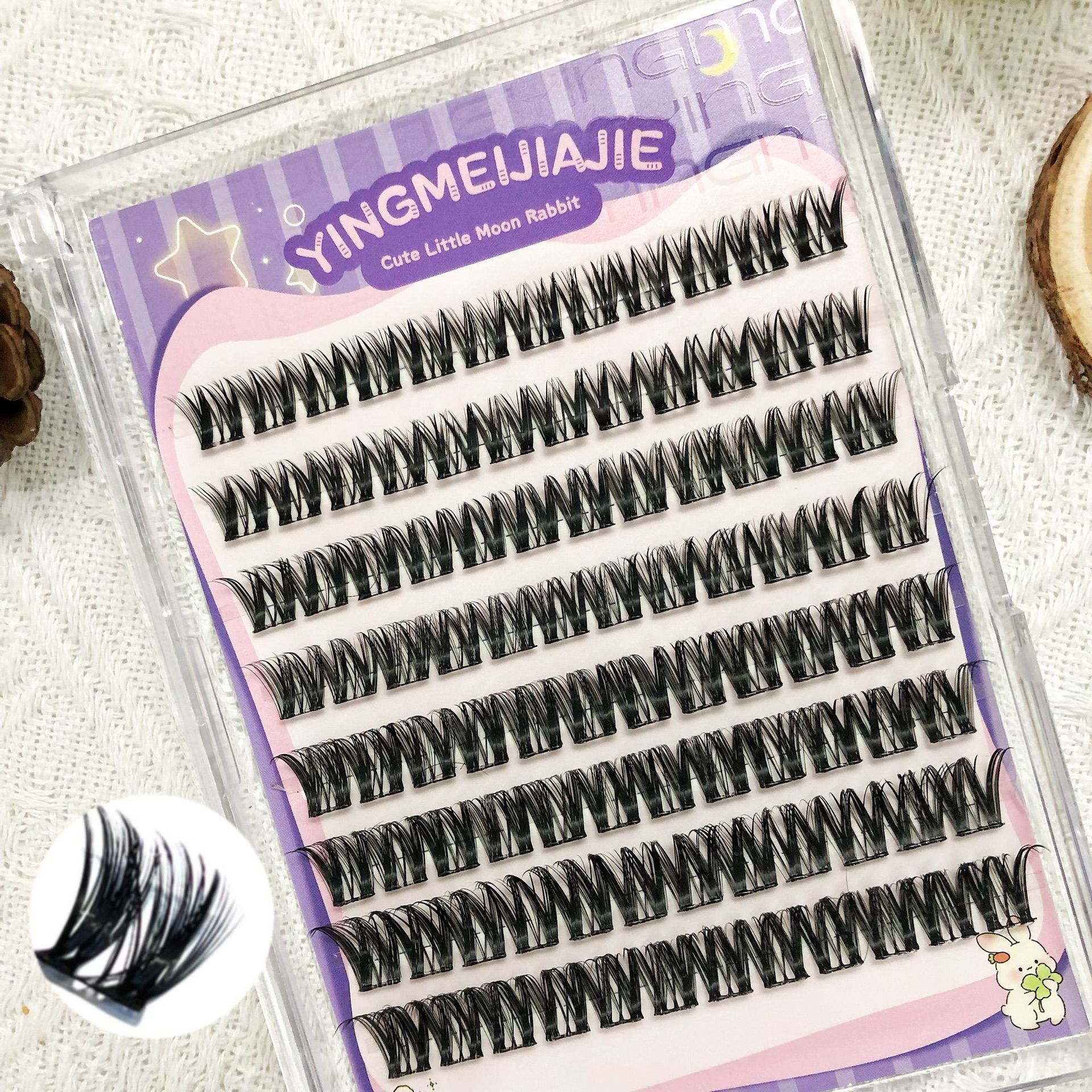 Las pestañas falsas transfronterizas, pestañas de gran volumen, pestañas negras finas, pestañas segmentales largas, pestañas falsas sin pegamento, pestañas falsas de Amazon.