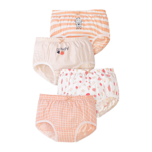 Category A children's underwear pure cotton cute girls underwear triangle baby briefs bread pants without pp four pack