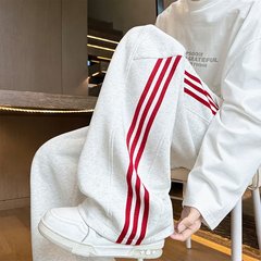外贸新款美式卫裤男休闲男条纹裤子男士青少年百搭宽松直筒运动裤
