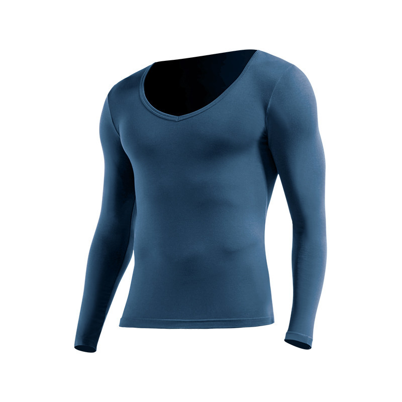 Herren Thermounterhemd mit tiefem Ausschnitt und weitem V-Ausschnitt, dünner Baumwollpullover, 80er-Packung, nahtlose Thermounterwäsche_voghion.com