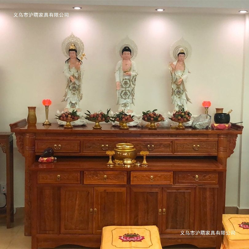 Solid Wood Offering Table Set for Home Use, Buddhist Altar, Incense Table, Temple God of Wealth Offering Table, Two-Piece Set