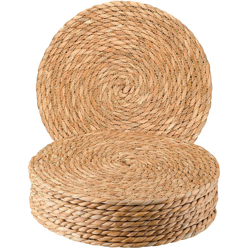 Venta caliente de Amazon manteles individuales de paja, posavasos de paja, almohadillas de aislamiento térmico, almohadillas de olla de arena tejidas con paja para la decoración de la mesa