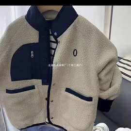 儿童秋冬款羊羔绒棉衣2025款男女童日系时髦加绒加厚立领棉服外套