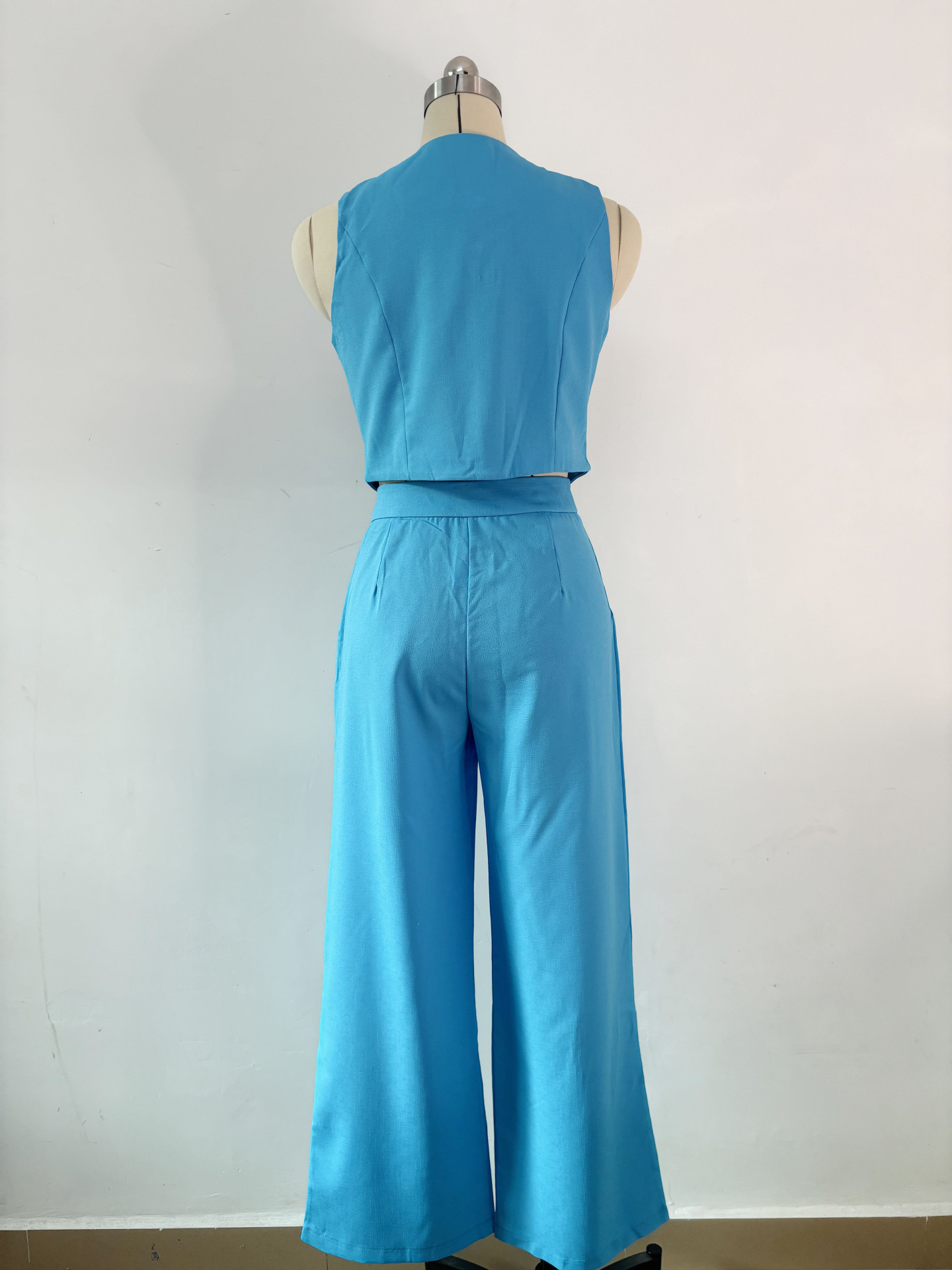 420g Weight Sleeveless Sleeve Length Spandex, Polyester Fabric Type Pant Co-ord Set Sets Type 2 Pieces Set Quantity Daily Occasion U Neck Neckline Regular Fit Fit Type Solid Color Pattern Summer Season Women's Gender Button Design Streetwear Style Daily Women's Streetwear Solid Color Spandex Polyester Button Pant Co-ord Set Pants Sets 2