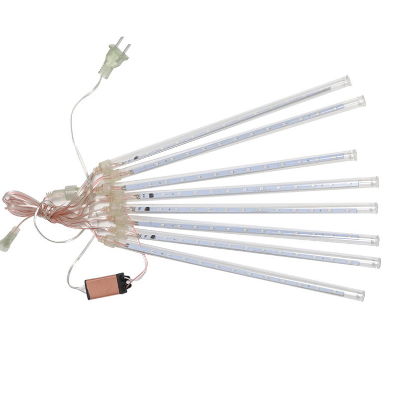Venta al por mayor plug-in lluvia de meteoros tira de luz parche lámpara de color tubo de cono de hielo Flujo de iluminación al aire libre decorativo luz de color meteoro Cadena de luz