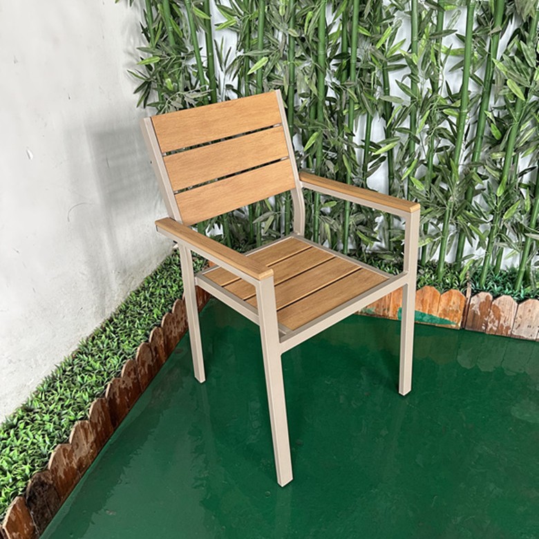 Mesas y sillas de patio al aire libre, mesas grandes, balcones, campamentos de ocio, mesas y sillas de madera de plástico de madera anticorrosiva, mesas exteriores de café y té con leche