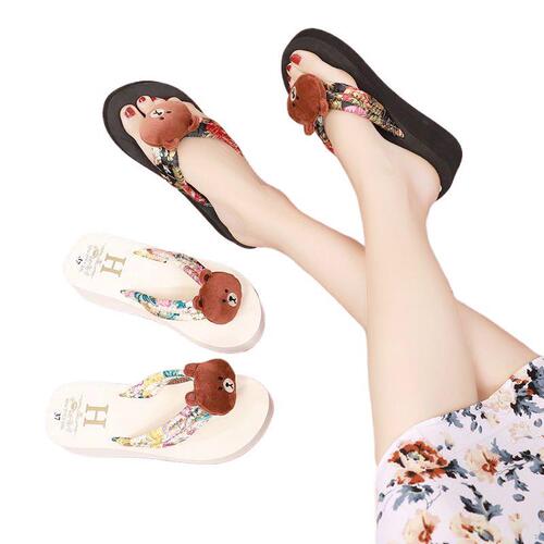 Platform Herringbone Sandals for Women, Summer Outdoor Wear, High Heel Beach Shoes, Korean Style, Casual Slippers for Women, Cake Shoes