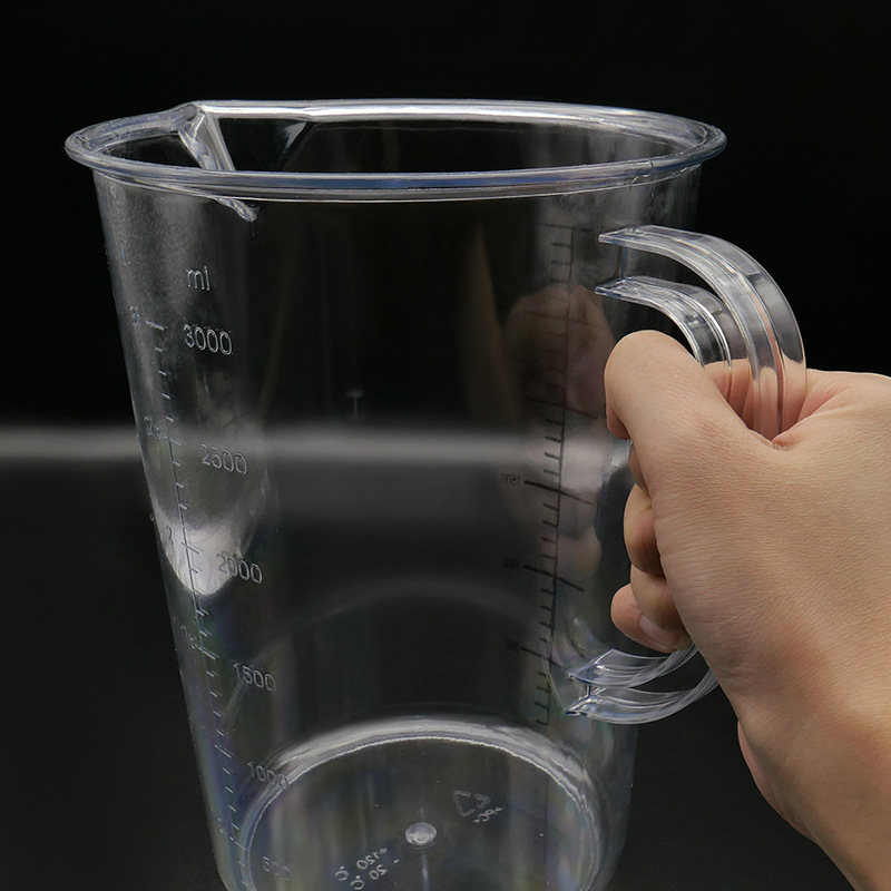 Taza medidora de escala de línea negra de acrílico Taza medidora de PC Taza medidora transparente de gran capacidad con mango Taza medidora de catering para hornear té