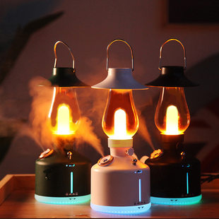 Retro wireless table lamp kerosene, table humidifier for bedroom, travel handheld ultrasonic aroma diffuser for camping