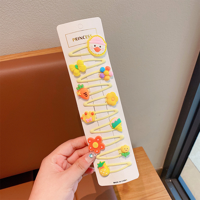 Clip de cabello auténtico para niños, clip de cabello rotos para chicas, clip de cabello no dañado, tarjeta de cabello de fresa, cartón de dibujos animados, clip de cabello lateral para bebés.