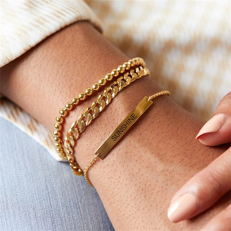 304 Stainless Steel Chain Material Micro Super Whisper Thin Chain Chain Type PVD Coated 14K Gold Real Gold Plated U Shape Stainless Steel Fashion Waterproof Non Tarnish 304 Stainless Steel Bracelets