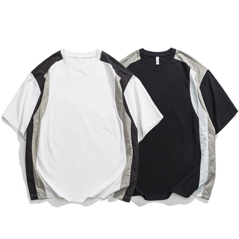 270G重磅户外山系露营机能拼接短袖T恤男宽松半袖体恤潮牌情侣TEE