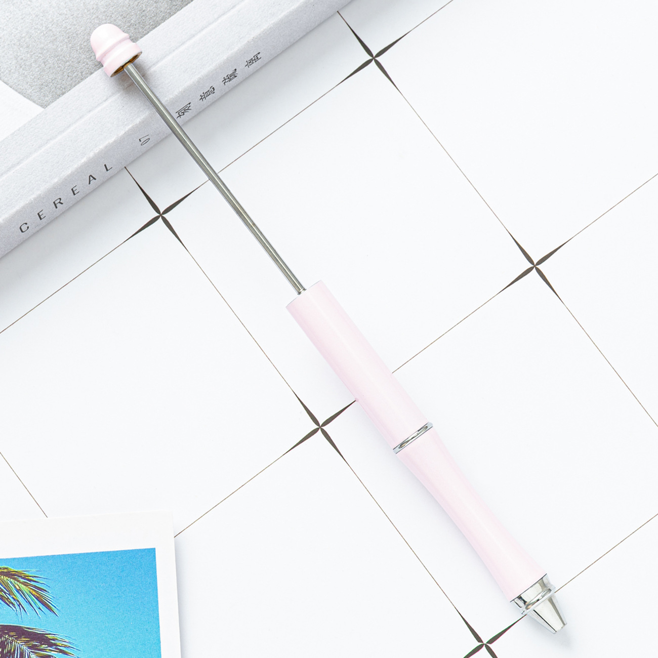 Pluma de cuentas de metal en stock al por mayor creativo con cuentas bolígrafo DIY bolígrafo personalidad metal DIY pluma con cuentas