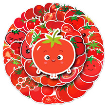 50張番茄貼紙卡通蔬菜西紅柿紅色防水裝飾diy奶茶杯手帳貼紙批發