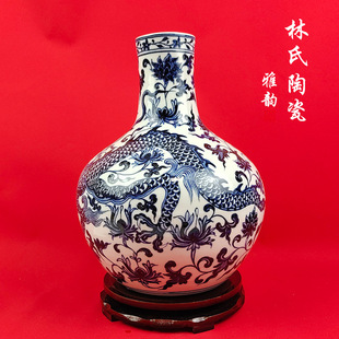 Jingdezhen Ceramic Hand-painted Chinese-style Blue and white Porcelain Antique Living Room Household Flower-arranging Vase Home Decoration Ornaments