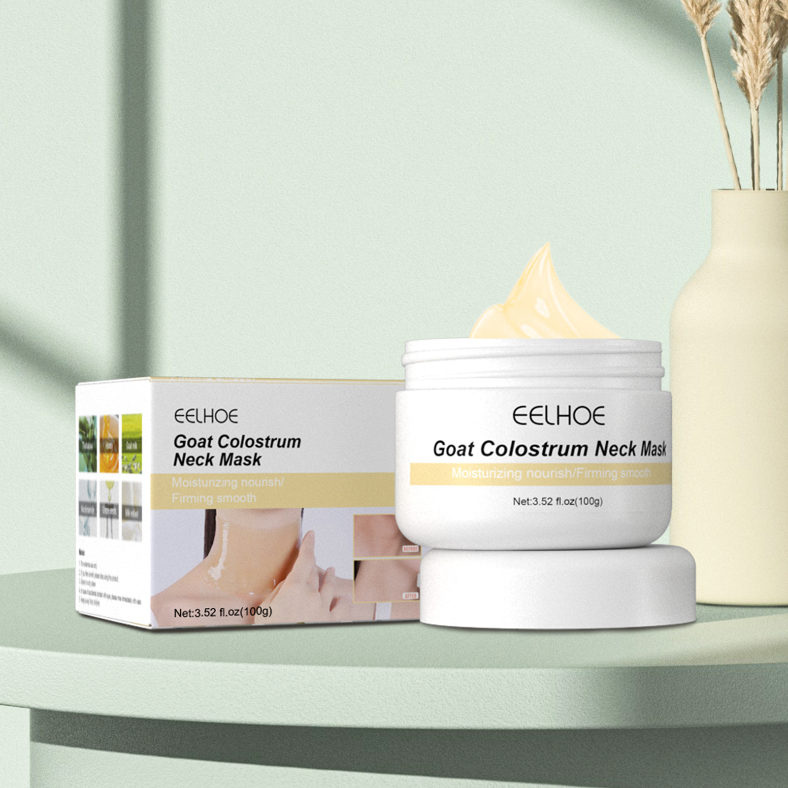 Eelhoe – masque blanchissant au lait de mouton, dessalement des ridules, Massage liftant et raffermissant, crème de soin du cou_voghion.com