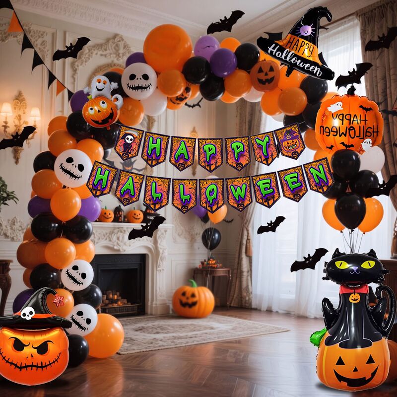 Halloween Balloon Set Aluminum Foil Balloons Factory Wholesale Cross-Border Atmosphere Decoration 12inch Round Halloween Decorations Halloween Balloon Set Aluminum Foil Balloons Factory Wholesale Cross-Border Atmosphere Decoration 12inch Round Halloween Decorations