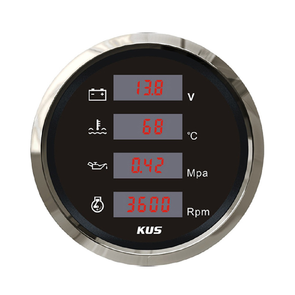 Universal KUS Universal Car Boat RV Engine Water Temp Voltage Oil Pressure Tachometer (automobile instrument) - black-dial