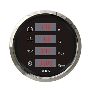 Kus Genuine Product, Universal for Cars, Boats, and Rvs, Engine Water Temperature, Voltage, Oil Pressure, and Rpm Combination Gauge 85mm with