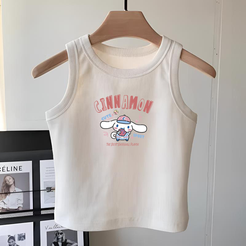 Girls' Clothing Pure Cotton White Sleeveless T-Shirt Vest Summer Middle and Large Children's Fashionable and Versatile Suspender Tops for Outer Wear