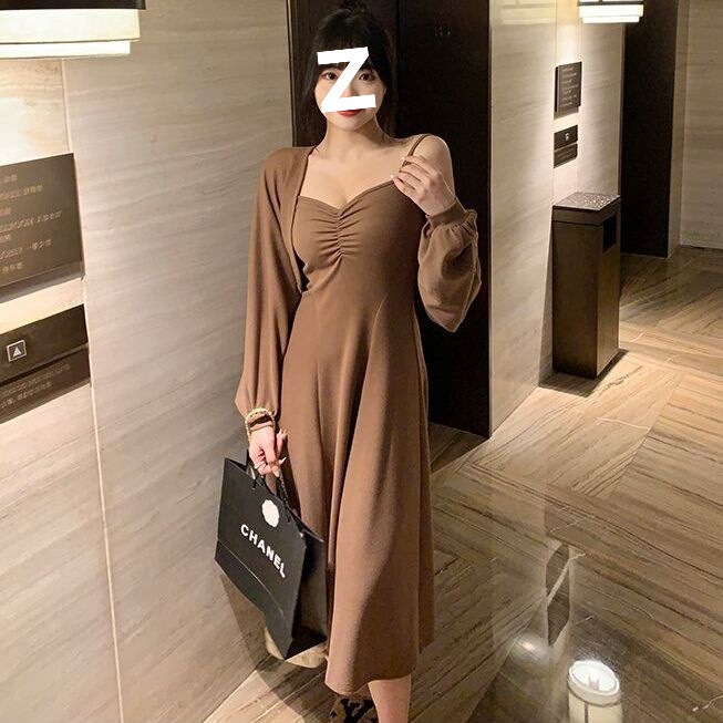 2025新款大码女装胖妹妹mm显瘦纯欲吊带连衣裙气质套装早秋两件套|undefined