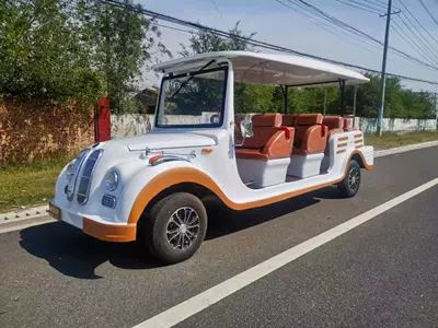 Electric sightseeing vehicle with 8-11-14 seats Elektrikli qolf avtomobilləri - 11-semi-enclosed-seats
