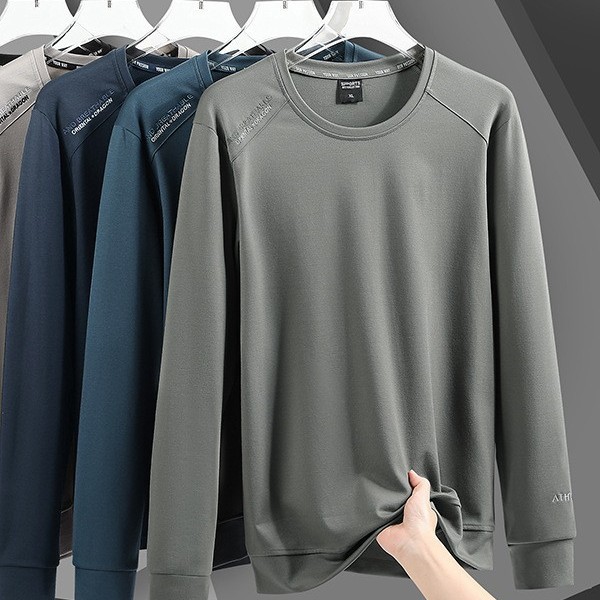 Spring and Autumn new men's long-sleeved crewneck sweatshirt with diamond pattern, plus size, casual running sportswear