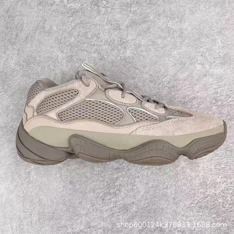 Popular Model Yeezy 500 High-End Black Warrior Men's Shoes, Bone White Genuine Leather Height-Increasing Dad Shoes, Women's Sports Shoes for Autumn