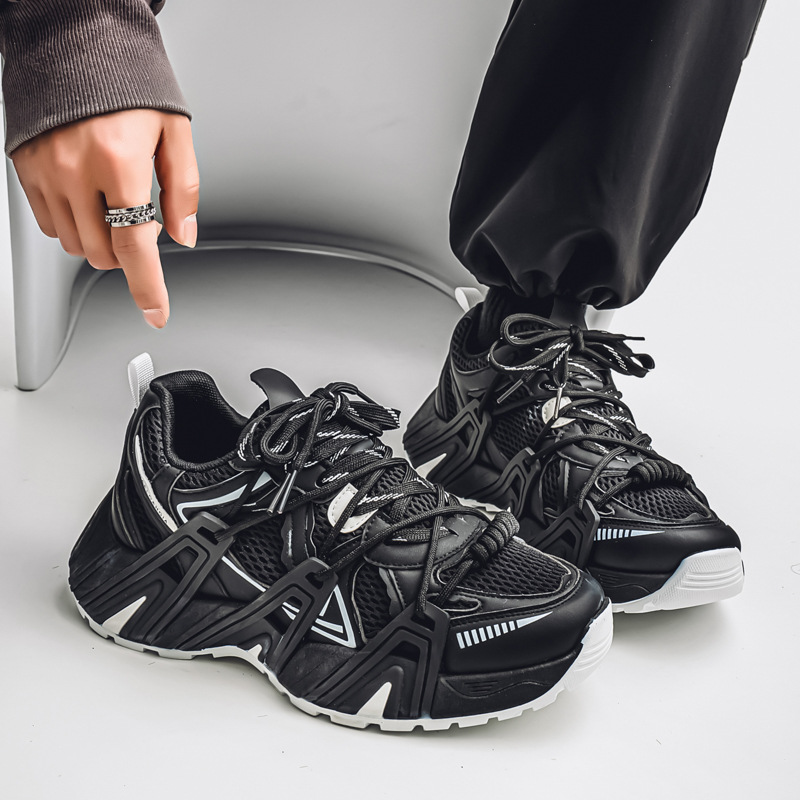 Zapatos de papá de suela gruesa para hombres en el otoño de 2025 celebridades de Internet nuevas zapatillas de deporte casuales transpirables a juego de colores image 3
