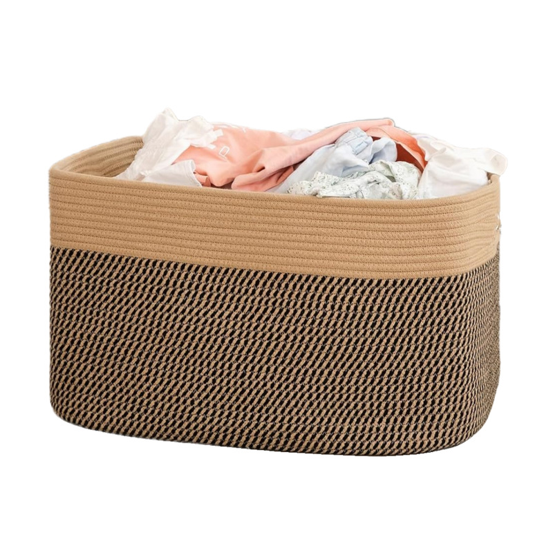 Fábrica directa gran tela de algodón trenzada canasta de ropa sucia canasta de almacenamiento de juguetes armario de dormitorio canasta de almacenamiento plegable