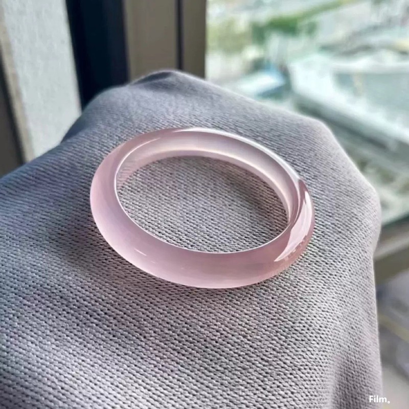 仙女粉玛瑙手镯少女款天然高冰粉玉髓手镯冰种网红同款镯子送礼物|undefined