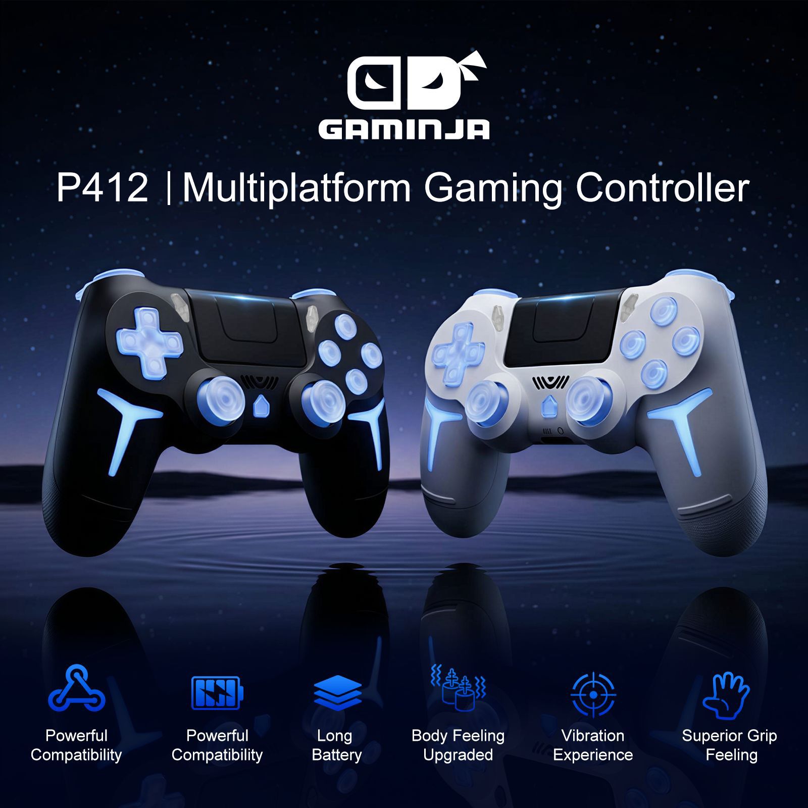 Fabricante PS4 inalámbrico Bluetooth control de juegos con luz RGB doble vibración de seis ejes PC control de juegos de vapor