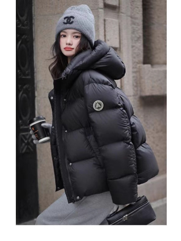 雪山系列黑色羽绒服女90国标白鸭绒新款加厚长款时尚冬季潮牌外套|undefined