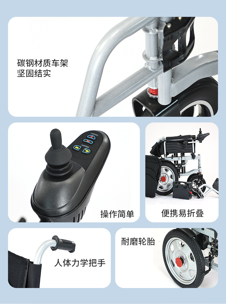 Cross-Border Customized Electric Wheelchair for the Elderly, Intelligent Automatic Folding Electric Wheelchair for Disabled People
