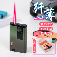 Creative Trend Gradient Windproof Direct Ignition Inflatable Lighter Dual Flame Direct Blue Flame Cigar Personal Gift for Boyfriend