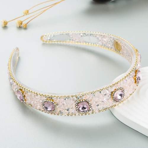 Headband for women girls shiny glass gemstones transparent thin hair hoop sideband tooth tide female hair hair accessories wholesale