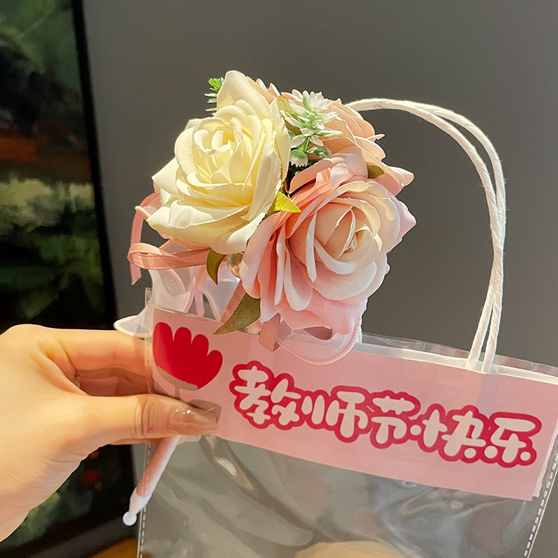 教师节送女老师实用礼物圆珠笔高档花束礼物高颜值玫瑰花签字笔|undefined