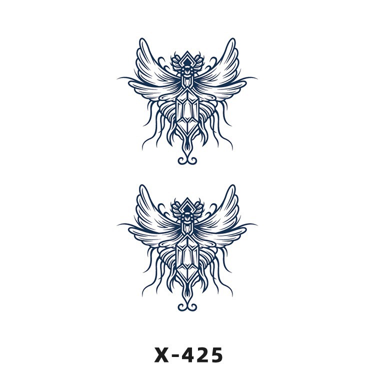 Arco de flor pequeña pegatinas de tatuaje fresco 3D dibujos animados transfronterizo Henna rosa impermeable texto en inglés pegatinas de tatuaje