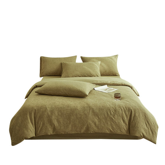 Spring jacquard three-layer yarn cotton four-piece set class a cotton bed sheet quilt cover Nantong bedding three-piece set