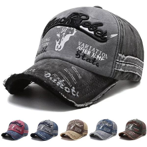 Retro Embroidered Letters Washed Baseball Cap Old Sun Hat Men and Women Sun Protection Peaked Hat Sun Hat Korean Style Trendy