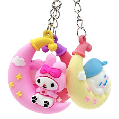 Sanrio Keychains Cartoon Sitting Moon Sanrio Keychain Doll Pendant Merlot Kulomi