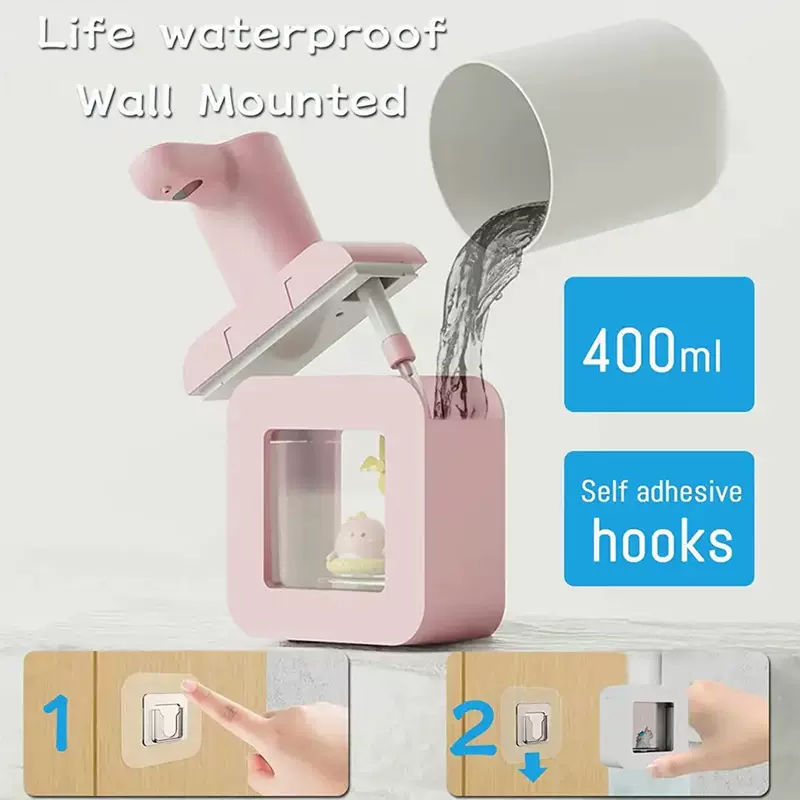 可充电非接触式自动皂液器400ml儿童泡沫肥皂机与夜灯智能感应
