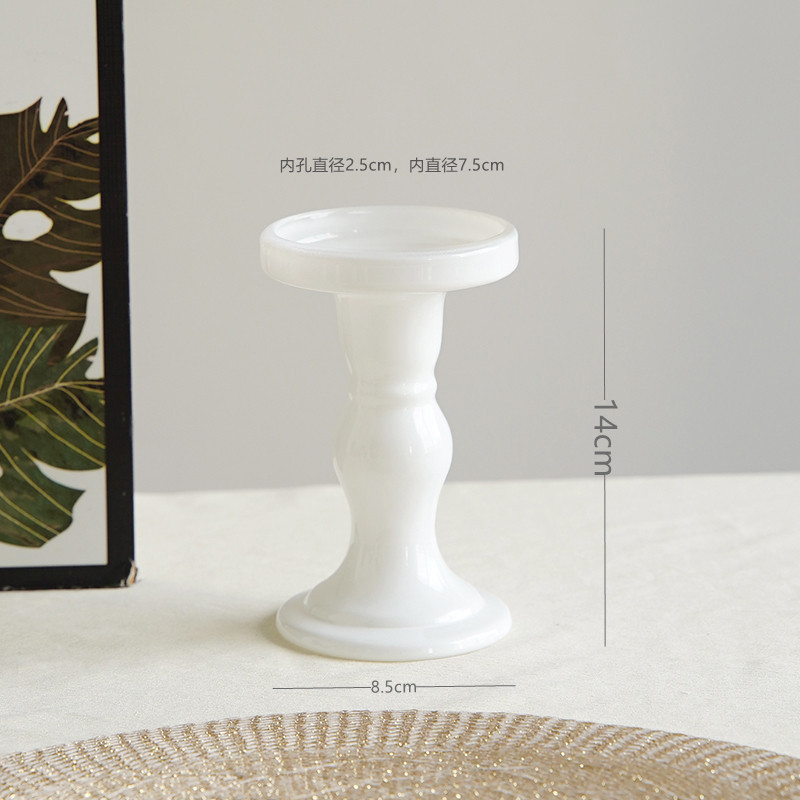White roman column candlestick large