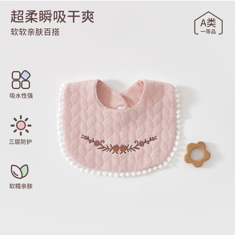 Autumn and Winter Infant Bibs, Category a Three-Layer Warm Saliva Napkins, Baby Spit-Up Absorbent Pads, Infant Bibs