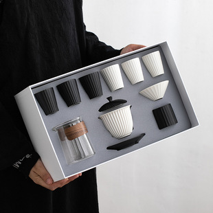 High-end simple ceramic high-end gift tea set for employees to send customers Company business partners hand gift printing LOGO