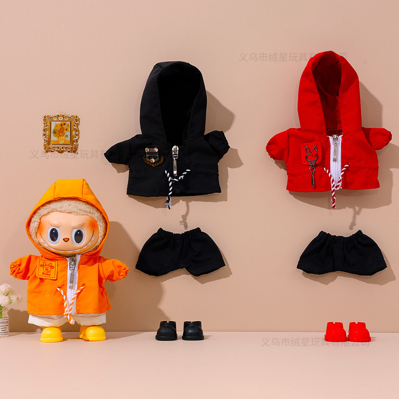 Baby Clothes for 17cm Plush Dolls, Hoodie, Windbreaker, Kitty Clothes, Plush Doll Outfit with Interchangeable Clothes